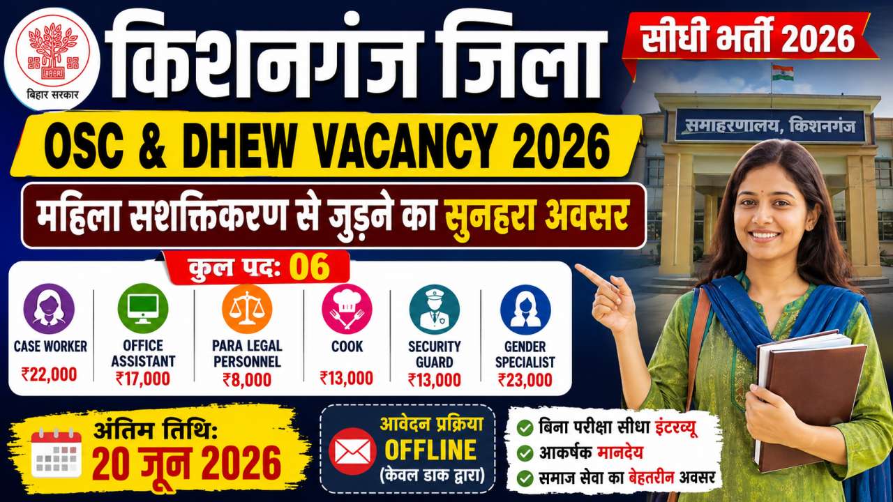 Kishanganj OSC & DHEW Vacancy 2026