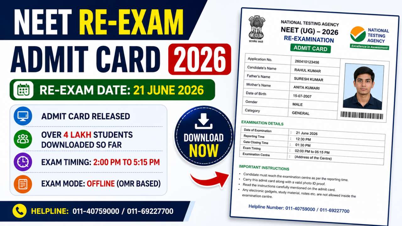 NEET Re-Exam Admit Card 2026