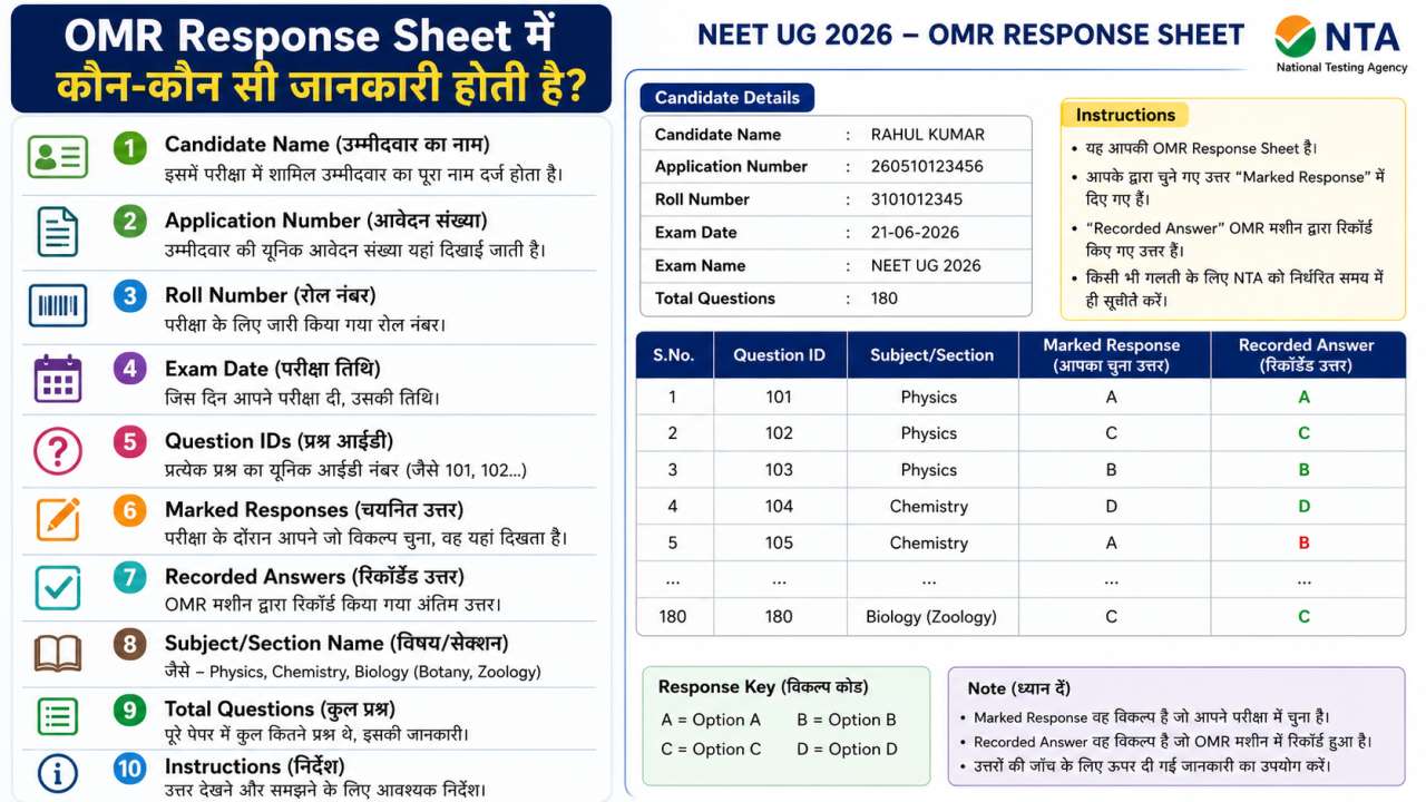 OMR Response Sheet में कौन-कौन सी जानकारी होती है