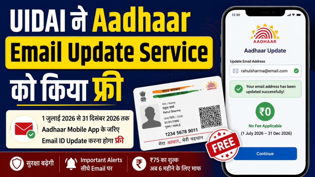 UIDAI ने Aadhaar Email Update Service को किया फ्री