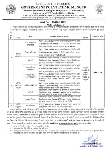 Bihar Polytechnic Recruitment 2026