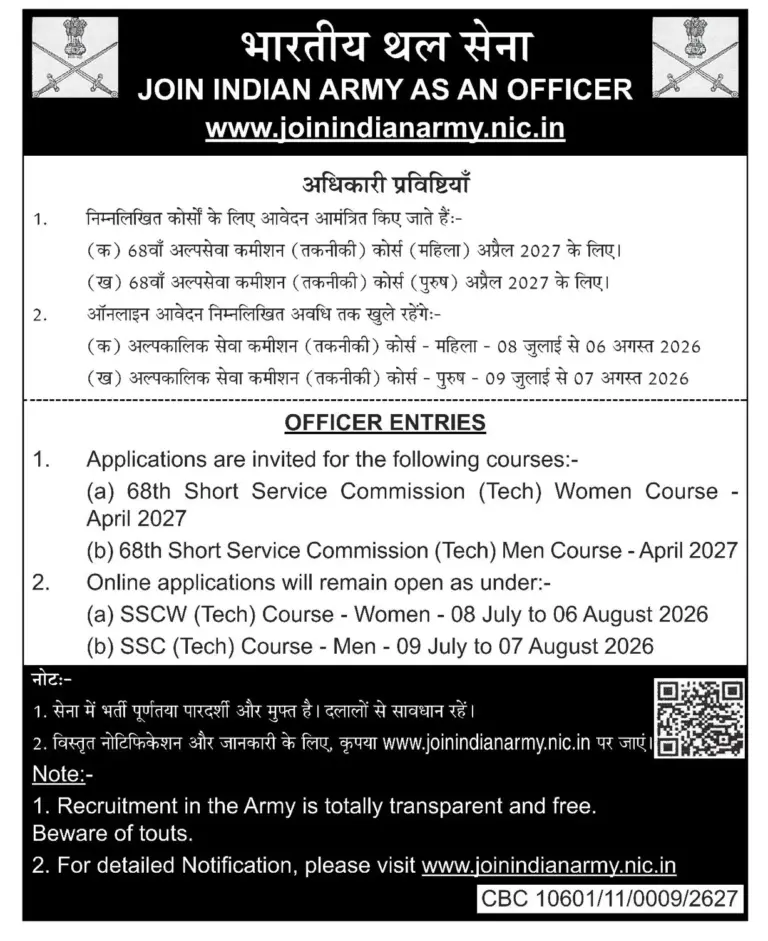 Indian Army Recruitment 2027