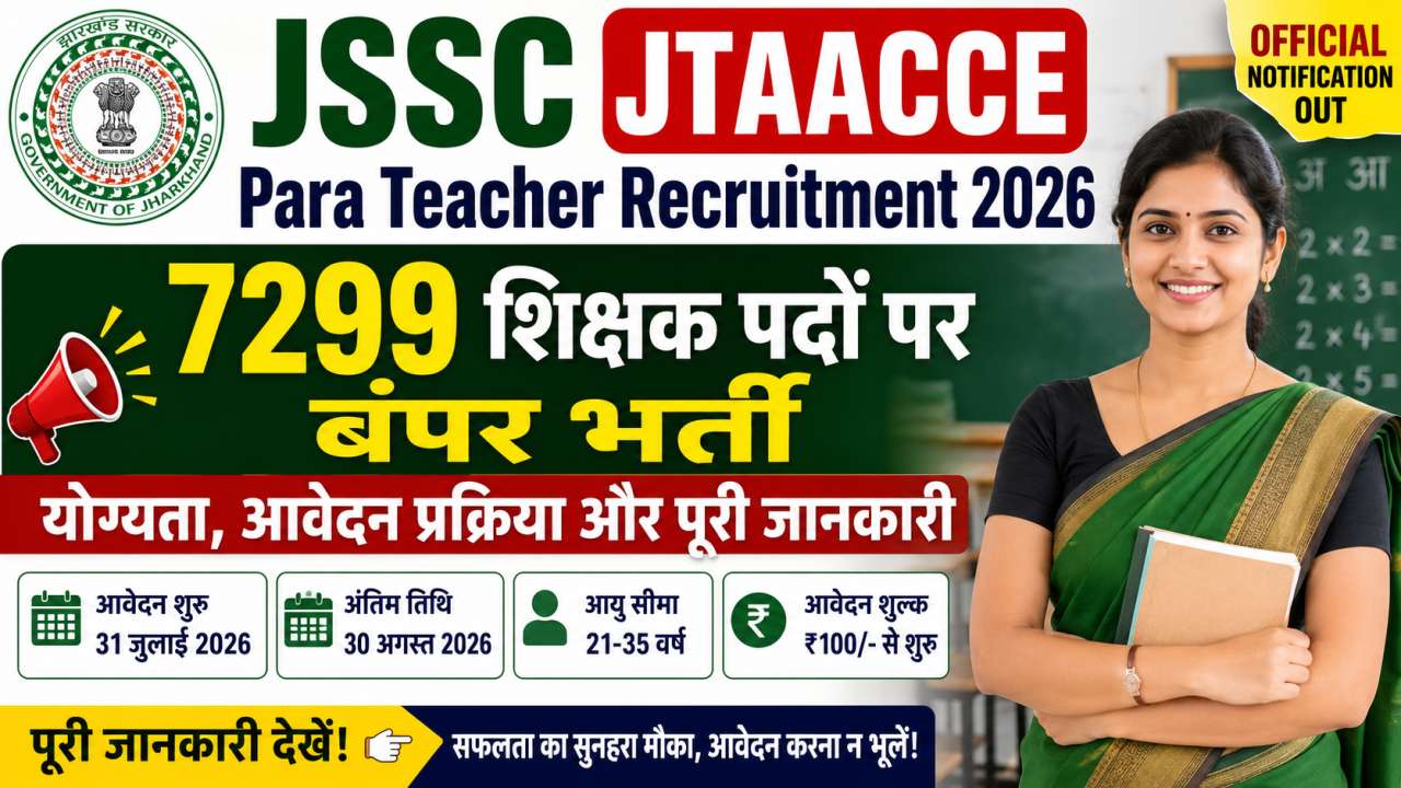 JSSC JTAACCE Para Teacher Recruitment 2026