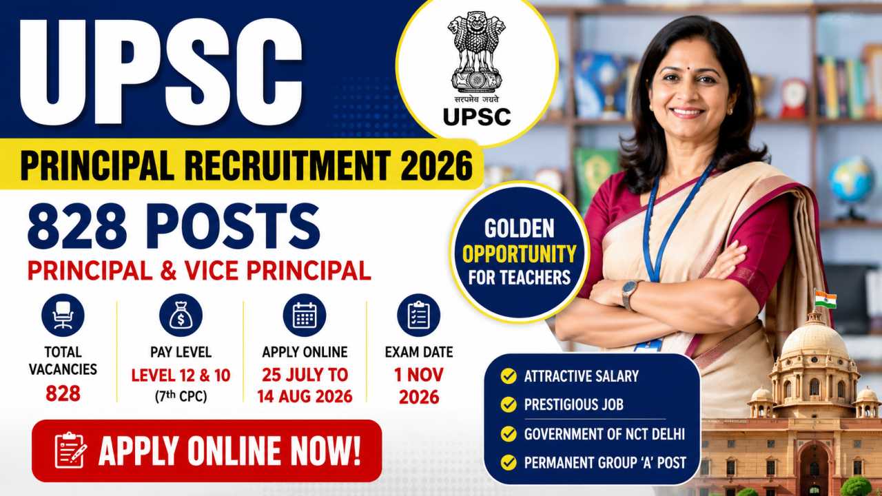 UPSC Principal Recruitment 2026 828 Posts, Apply Online